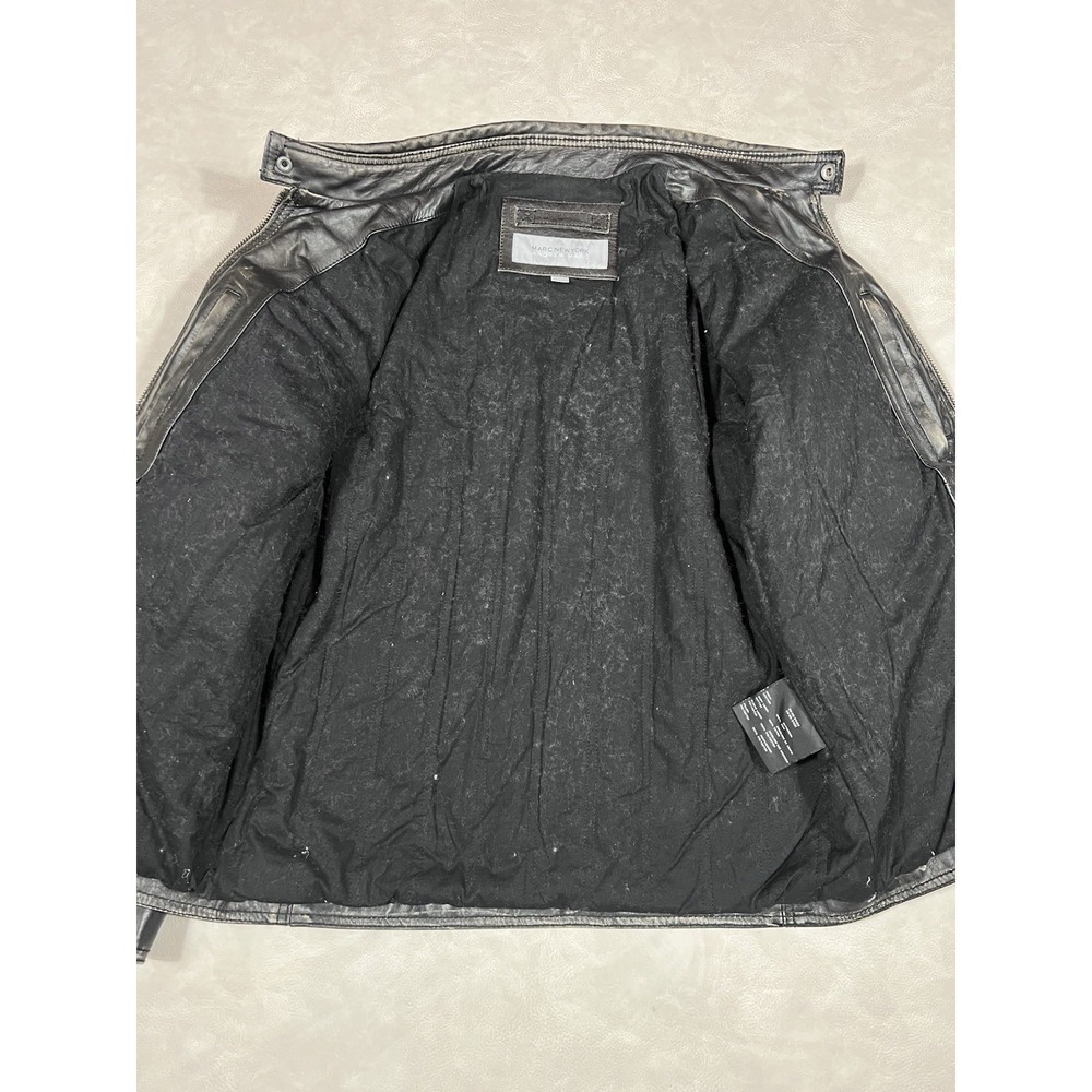 Marc New York by Andrew Marc Distressed Heavy Leather Jacket Men's Size Large - Picture 6 of 11